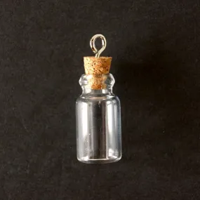 Fillable Glass Bottle / Glass Vial Charm with Cork Stopper and Eye Hook (22mm)