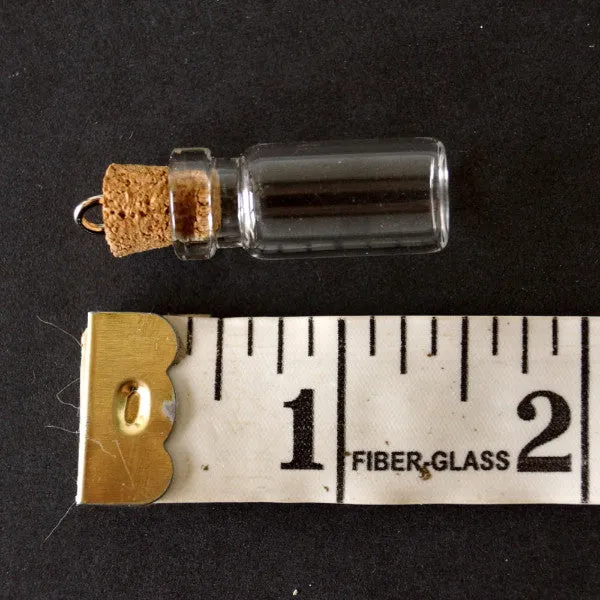 Fillable Glass Bottle / Glass Vial Charm with Cork Stopper and Eye Hook (38mm)