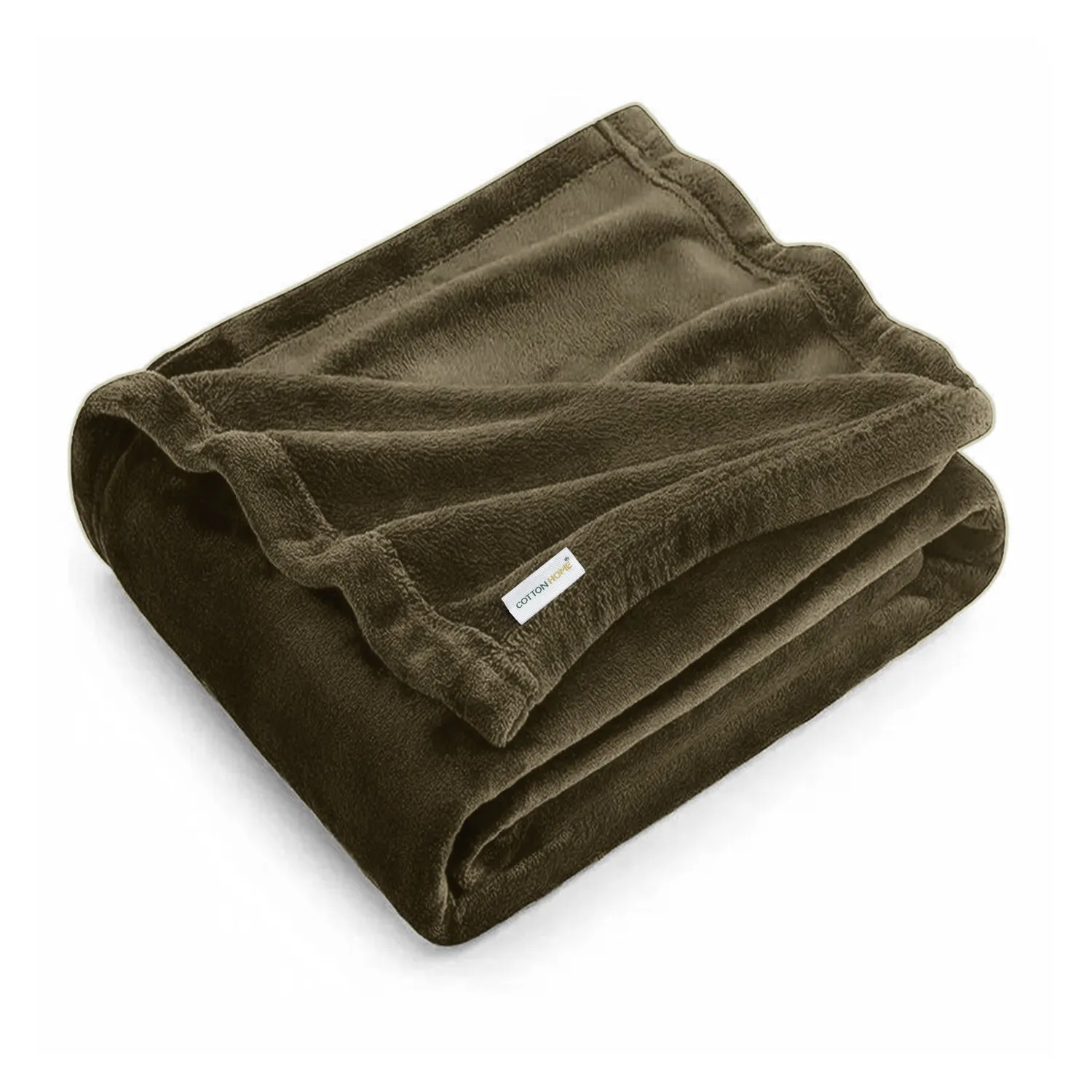 Flannel Blanket Queen 220x240cm Suitable for All Seasons, Warm Throw Blanket  - Camel