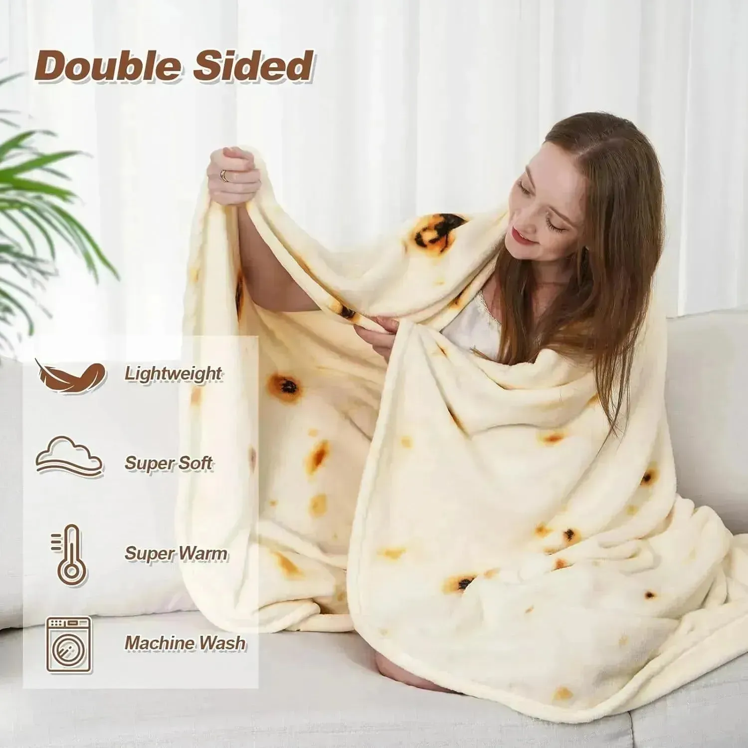 Flannel Fleece RAINBEAN Burritos Tortilla Blanket Double Sided Winter Blanket