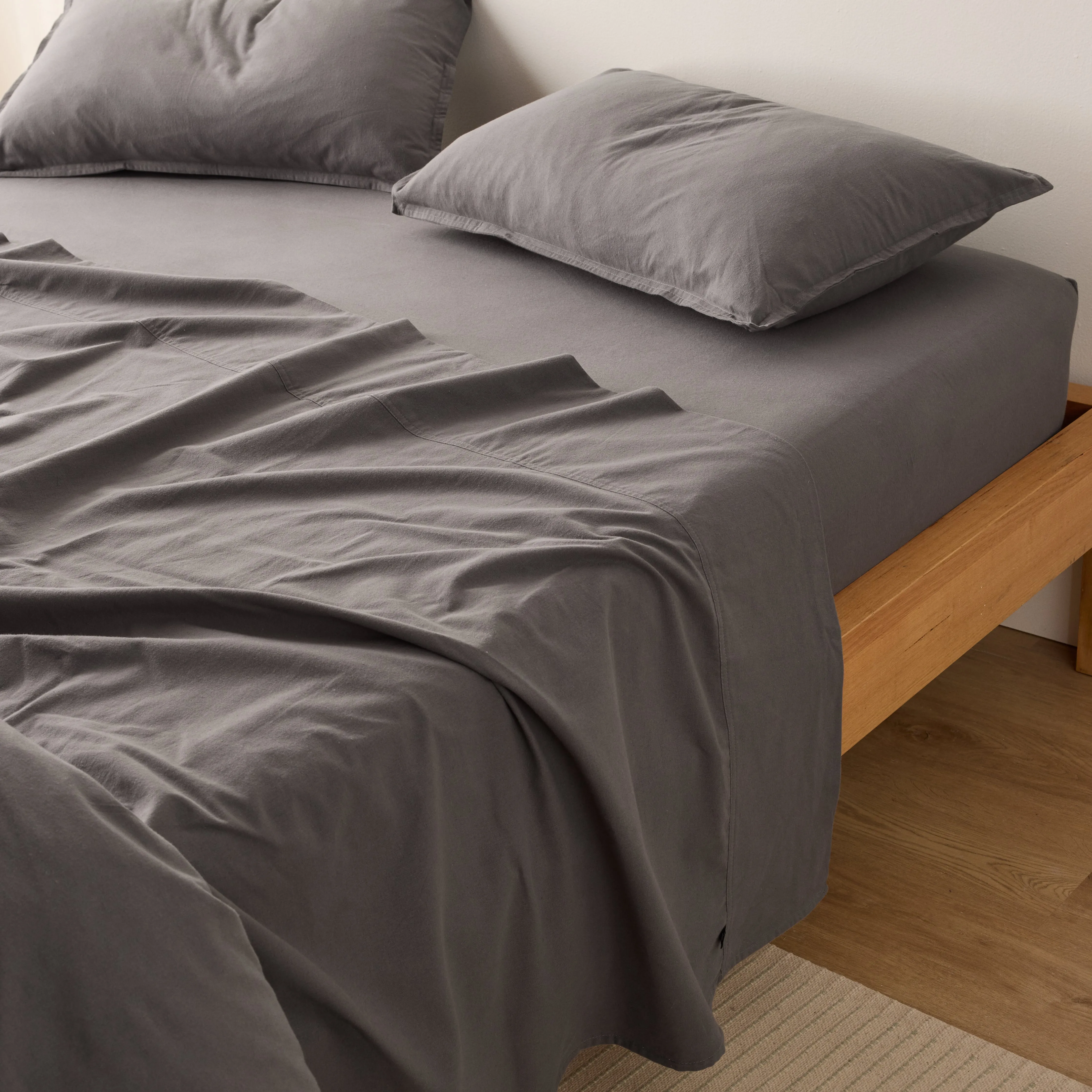 Frankie Flannelette - Charcoal Fitted Sheet