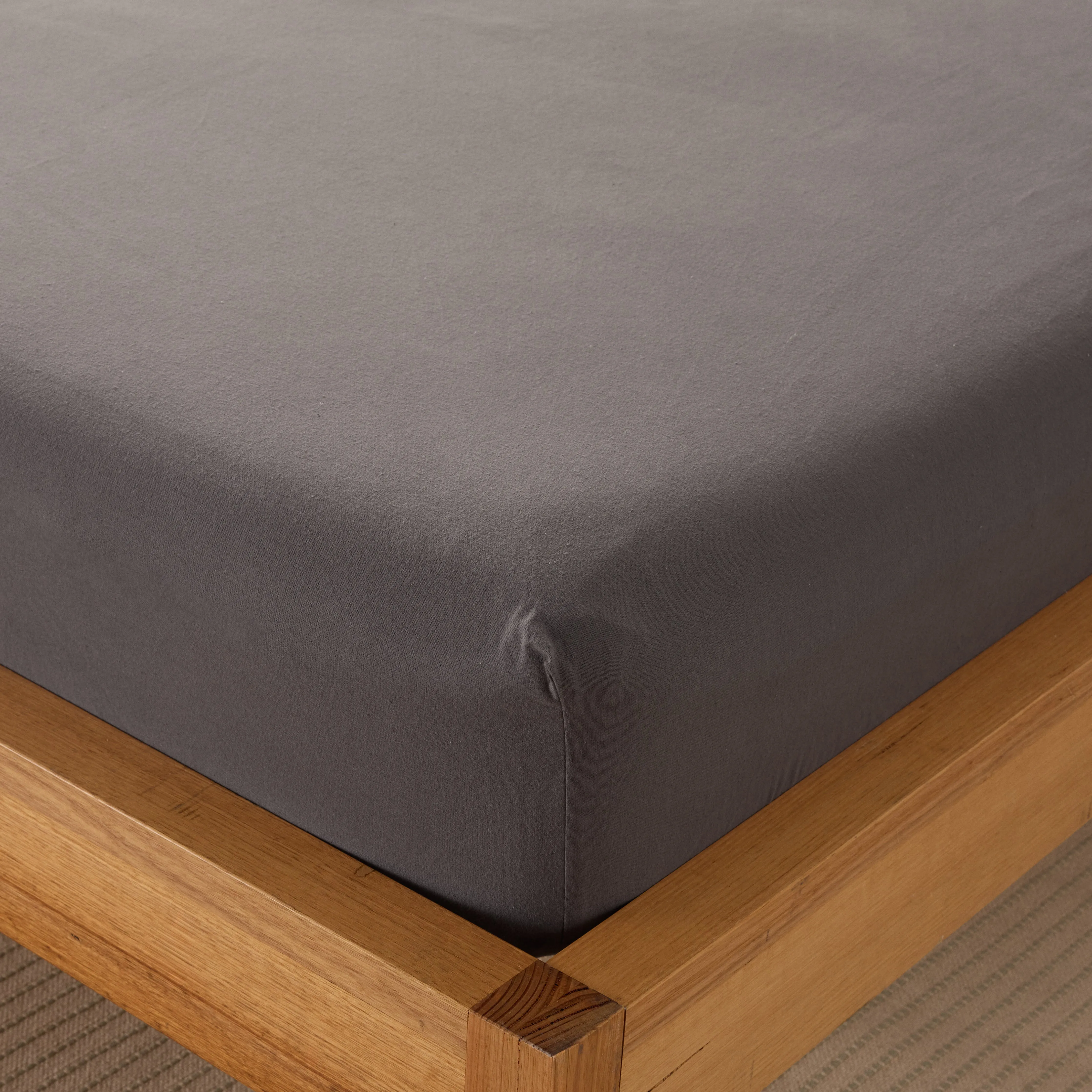 Frankie Flannelette - Charcoal Fitted Sheet