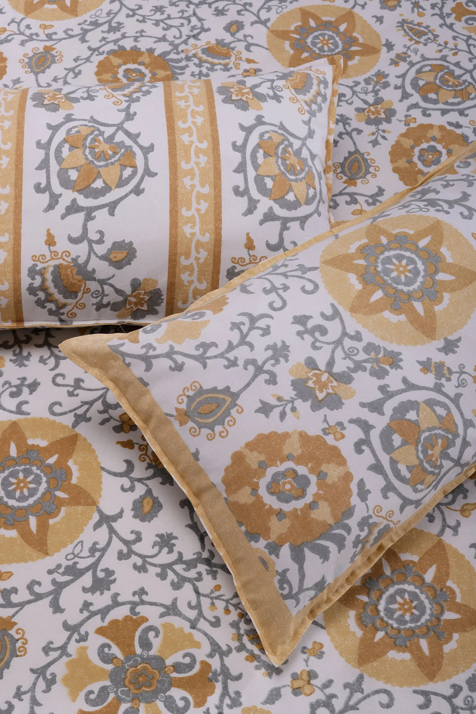 Gayatri Gaon Dalilah Mustard Cotton Bedsheet