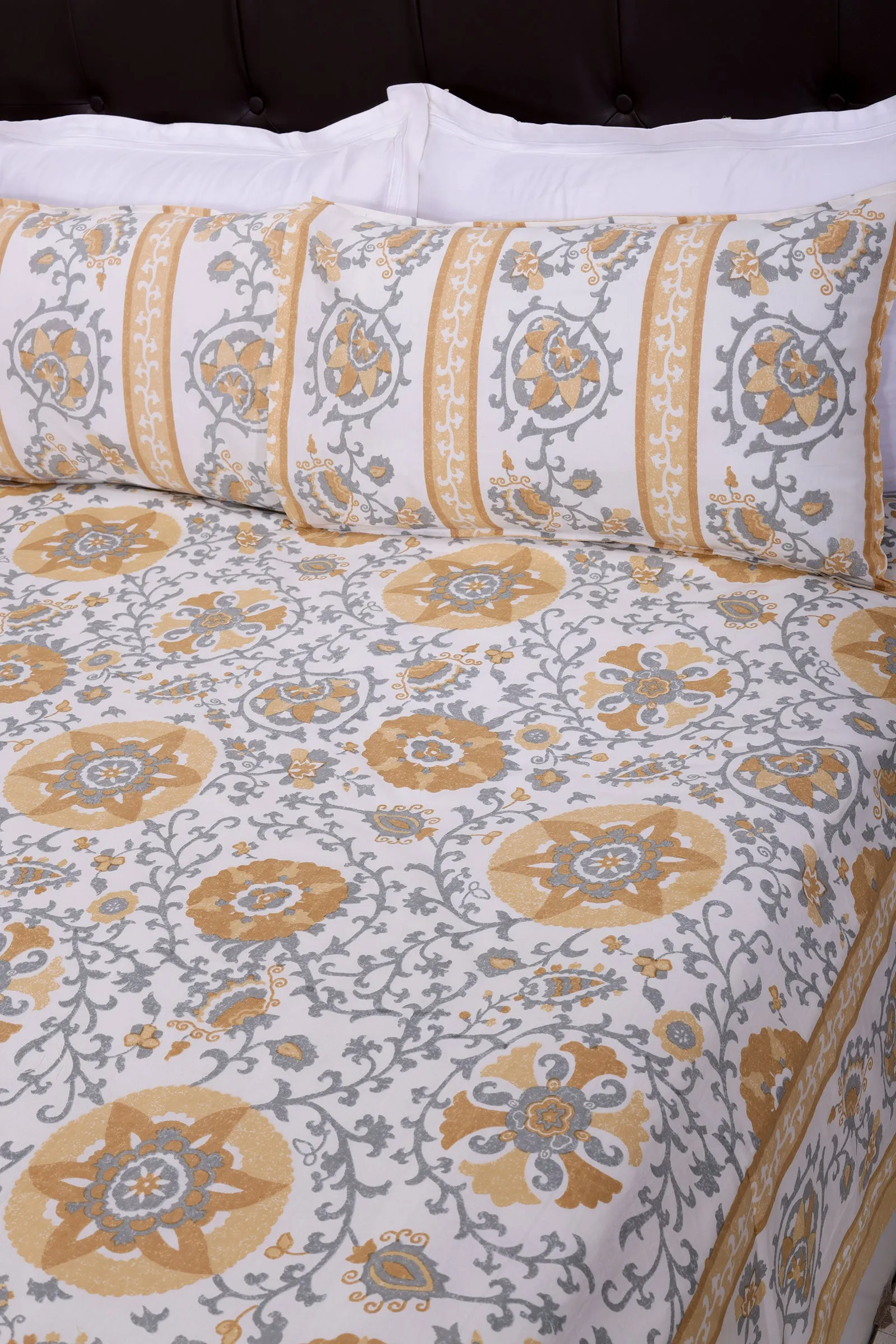 Gayatri Gaon Dalilah Mustard Cotton Bedsheet