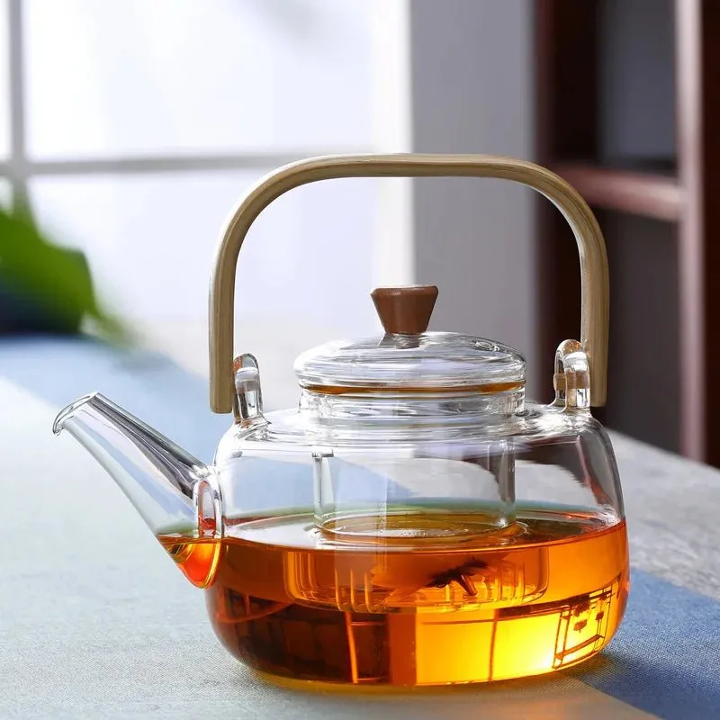 Glass Teapot with Bamboo Handle