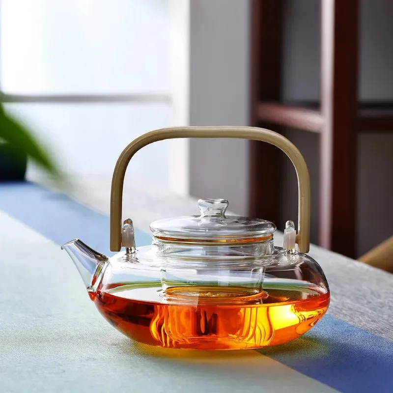 Glass Teapot with Bamboo Handle