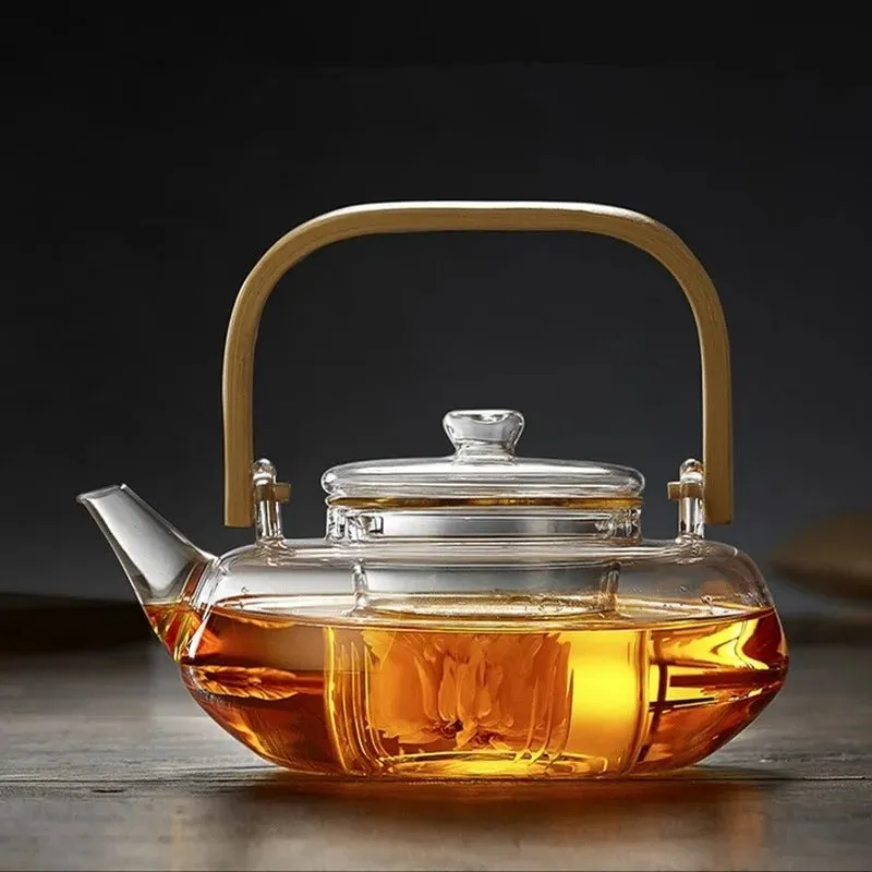 Glass Teapot with Bamboo Handle