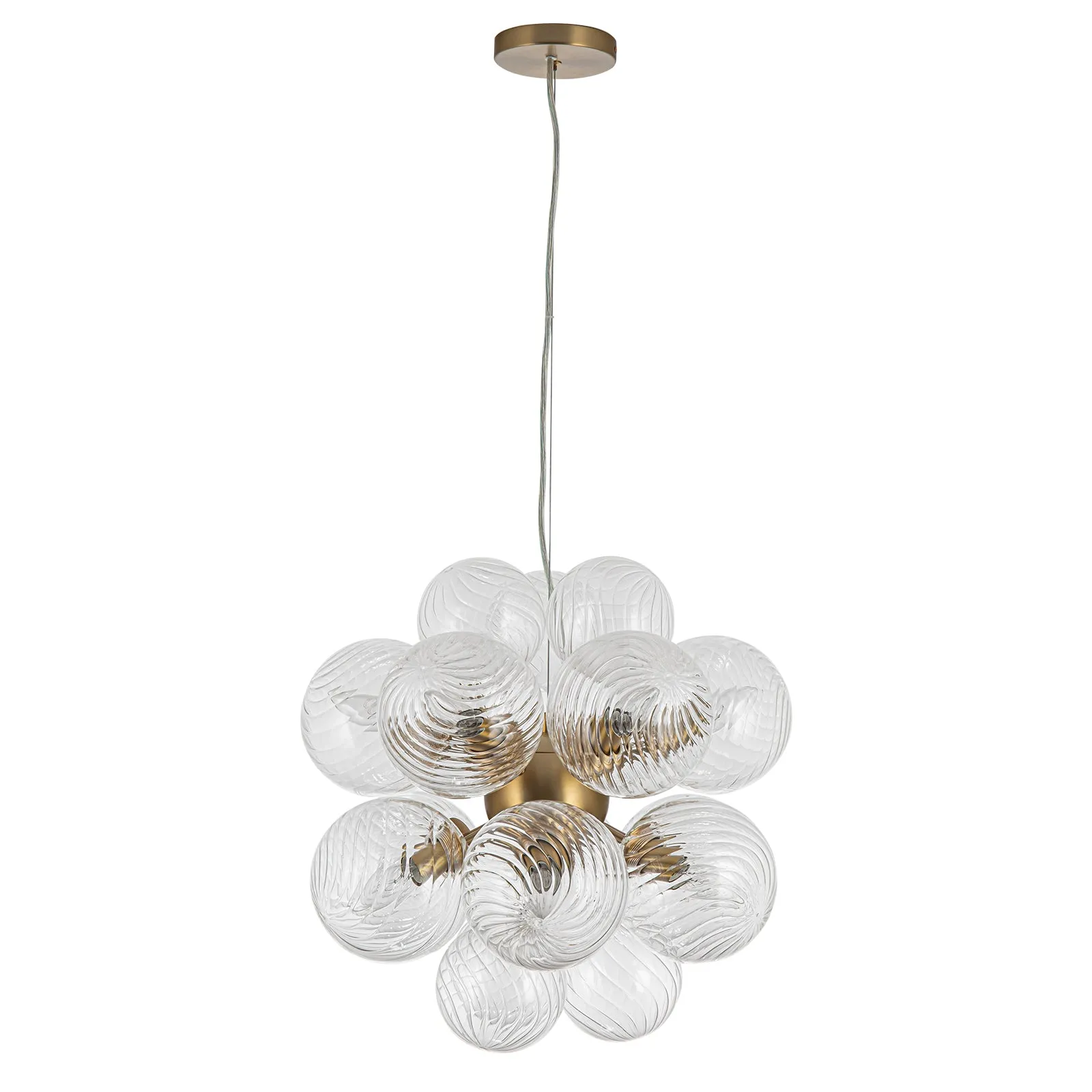 Glowlings 12-Light Modern 19"Wide Cluster Ribbed Glass Bubble Chandelier