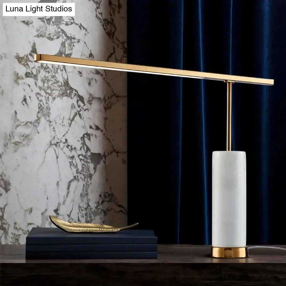 Gold L-Shaped LED Nightstand Lamp: Stylish Table Light with Marble Base