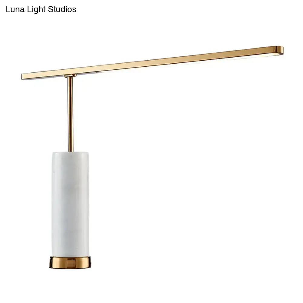 Gold L-Shaped LED Nightstand Lamp: Stylish Table Light with Marble Base