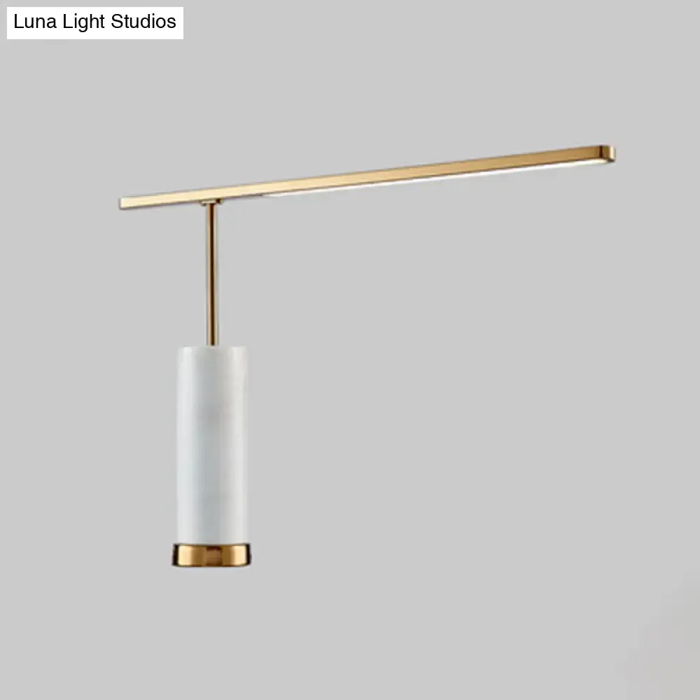 Gold L-Shaped LED Nightstand Lamp: Stylish Table Light with Marble Base