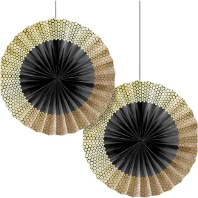 Gold Sequin Paper Fan 2ct