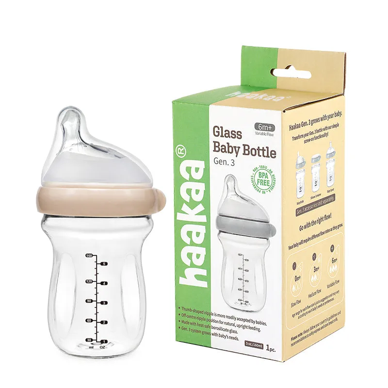 Haakaa Gen. 3 Glass Baby Bottle (160ml) - Peach