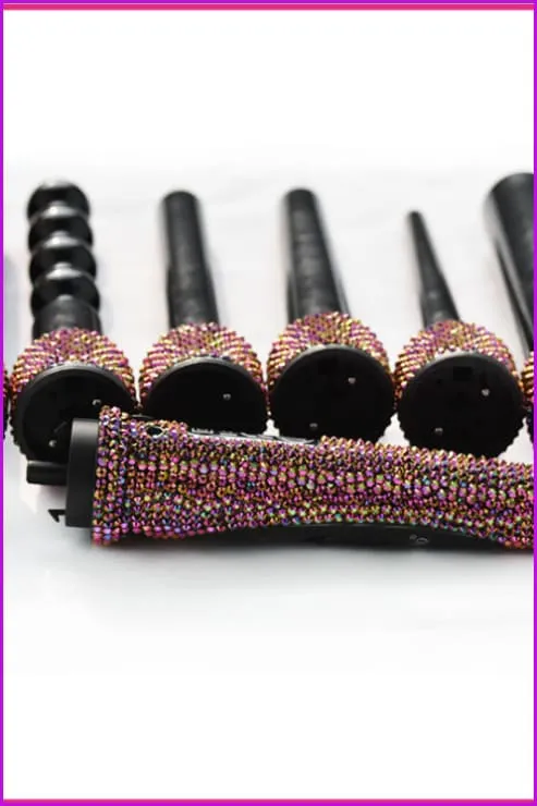 Hair Curler Curling wands with AB Crystal Handmade Bling Rhinestone