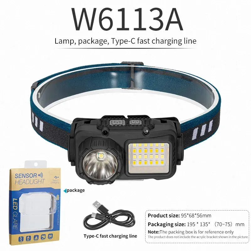 High Power Fishing Headlamp Rechargeable Motion Sensor Headlight Camping Hiking Led Flashlights