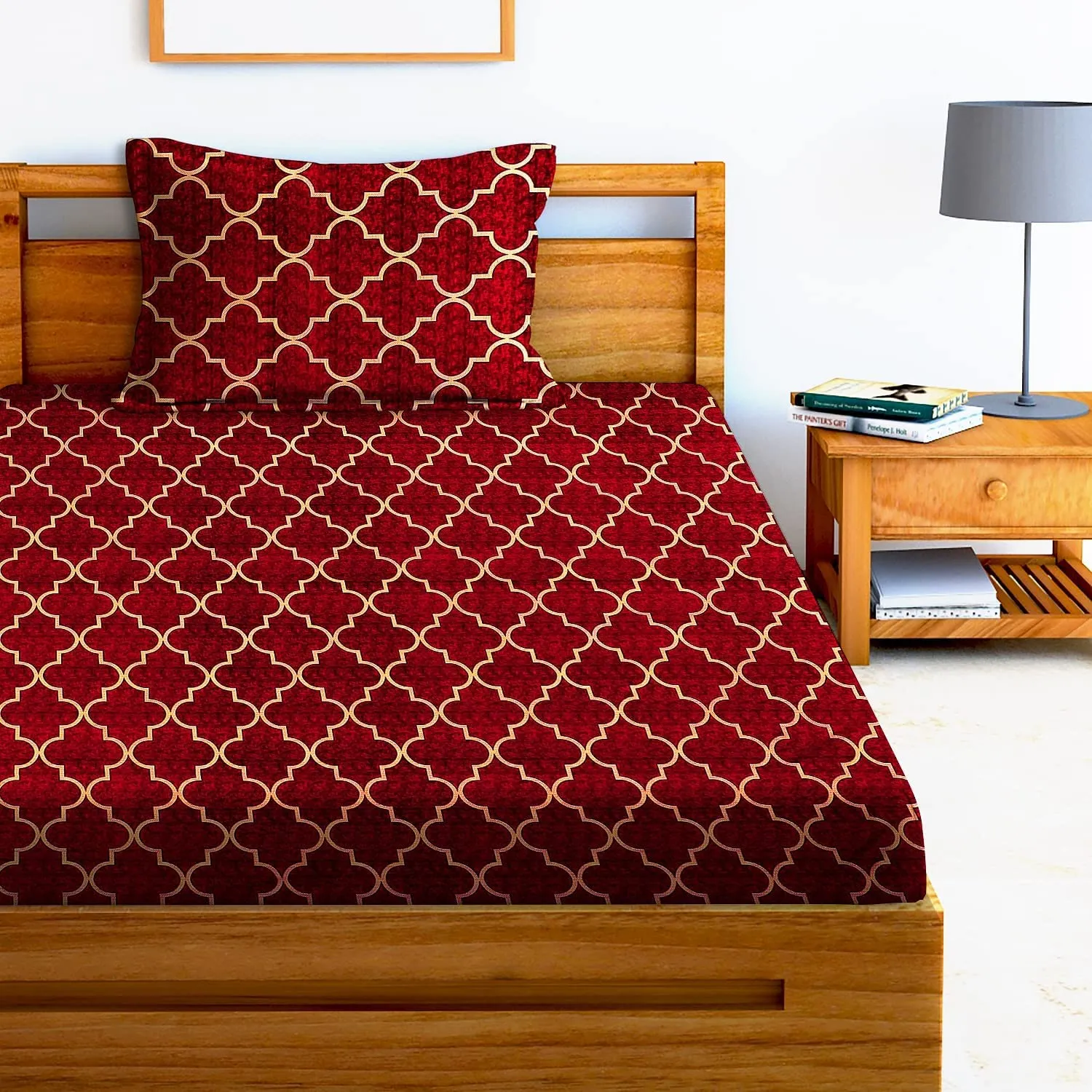 Homefab India 144 TC Microfiber Single Bedsheet with 1 Pillow Cover -Rust(Sn325)