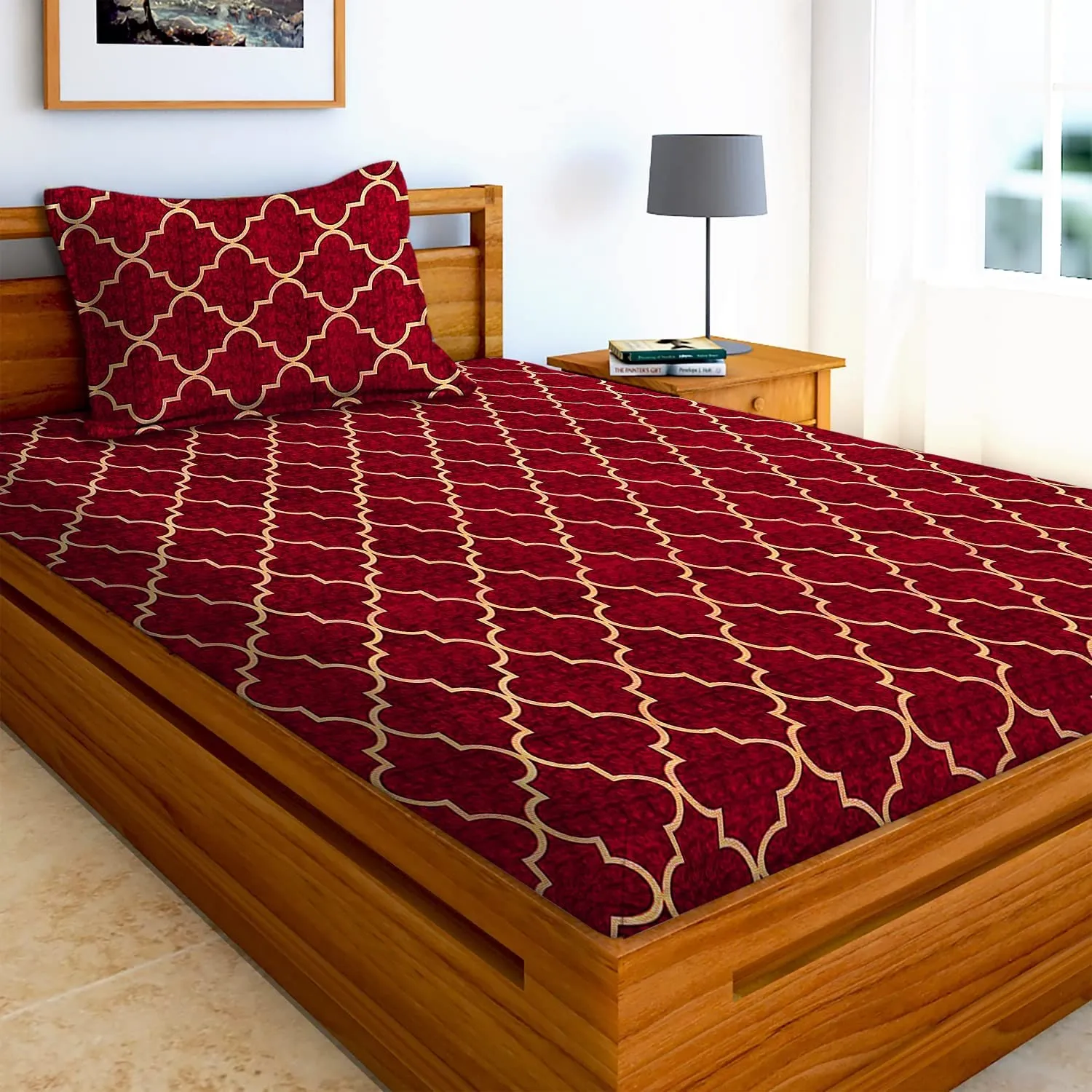 Homefab India 144 TC Microfiber Single Bedsheet with 1 Pillow Cover -Rust(Sn325)