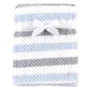 Hudson Baby Plush Waffle Blanket, Blue Gray Stripe