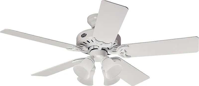 Hunter 53062/20181 Ceiling Fan, 5-Blade, Bleached Oak/White Blade, 52 in Sweep, 3-Speed, With Lights: Yes :EA: QUANTITY: 1