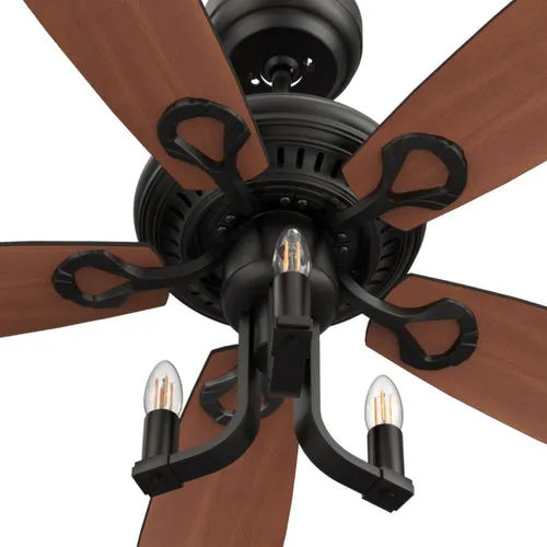 HUNTLEY 52" In. Black/Brown Wood & Rosewood 5 Blade Smart Ceiling Fan with LED Light Kit Works with Light & Remote Control