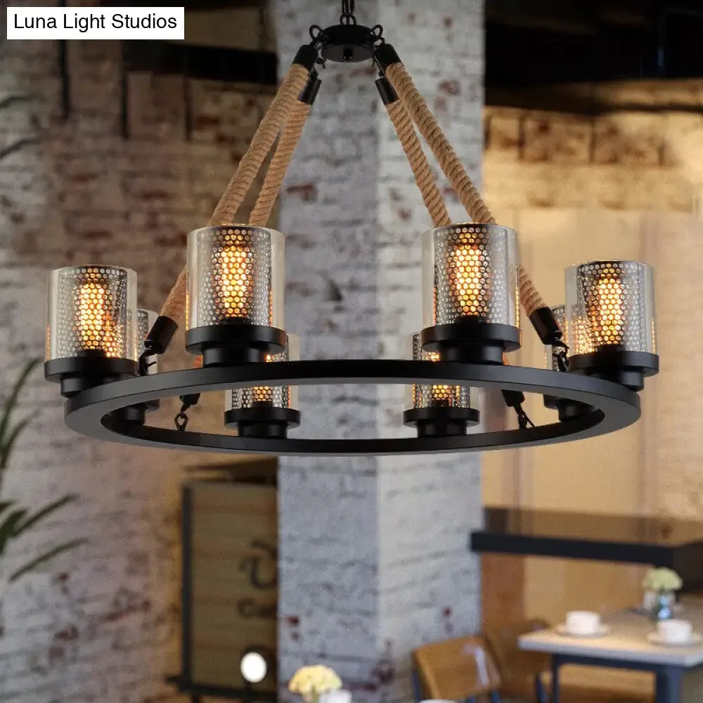 Industrial Metal Black Chandelier Pendant with 6/8 Lights - Stylish Ceiling Lamp for Restaurants