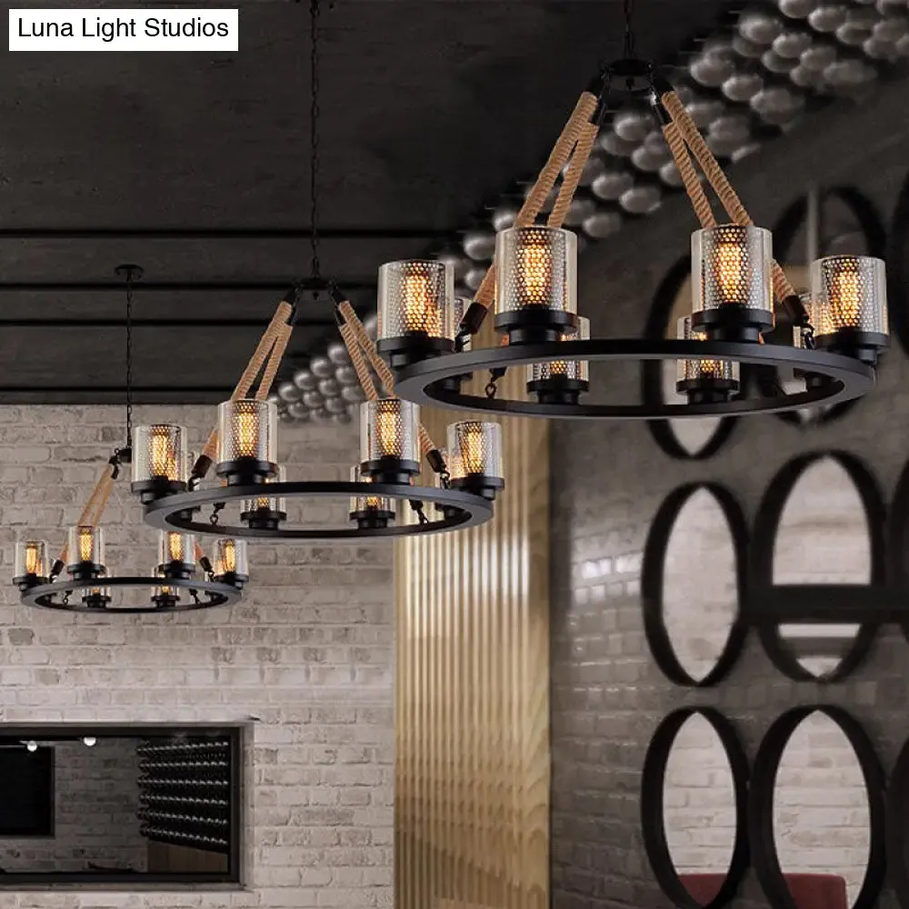 Industrial Metal Black Chandelier Pendant with 6/8 Lights - Stylish Ceiling Lamp for Restaurants