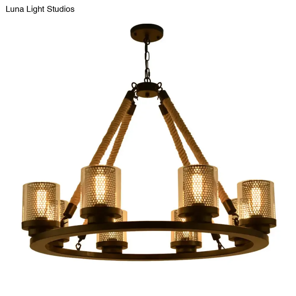 Industrial Metal Black Chandelier Pendant with 6/8 Lights - Stylish Ceiling Lamp for Restaurants