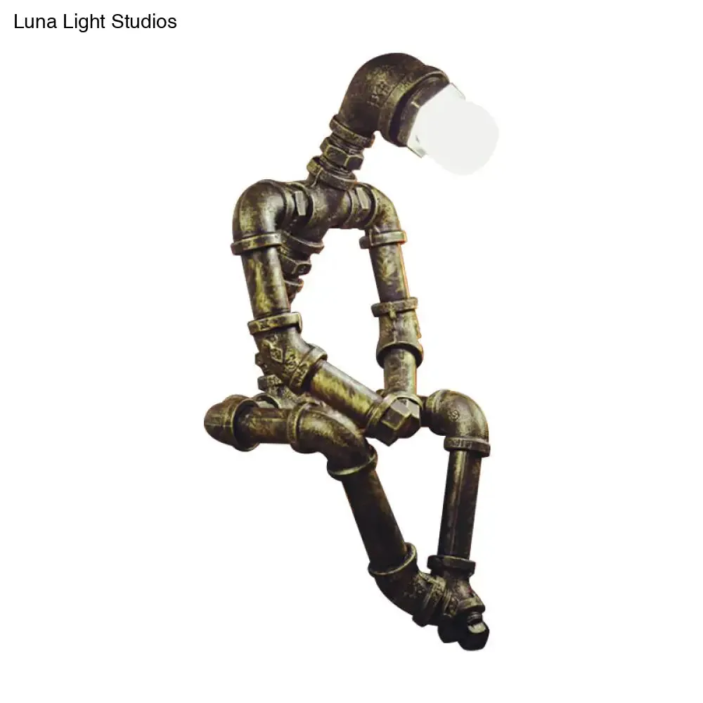 Industrial Style Metal Robot Table Light with Antique Bronze Finish - Ideal for Bedroom