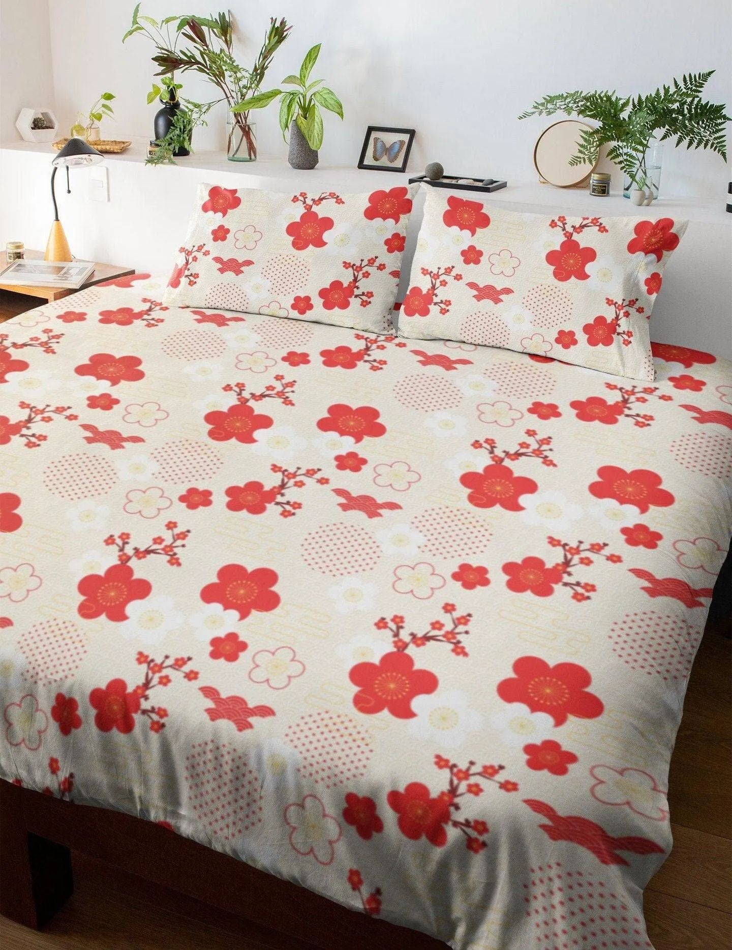 Japanese Cherry blossoms Duvet Cover Set Floral Prints | Bedding Set with Pillow Cover Case