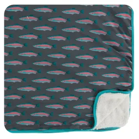 KicKee Pants Stone Rainbow Trout Sherpa-Lined Toddler Blanket