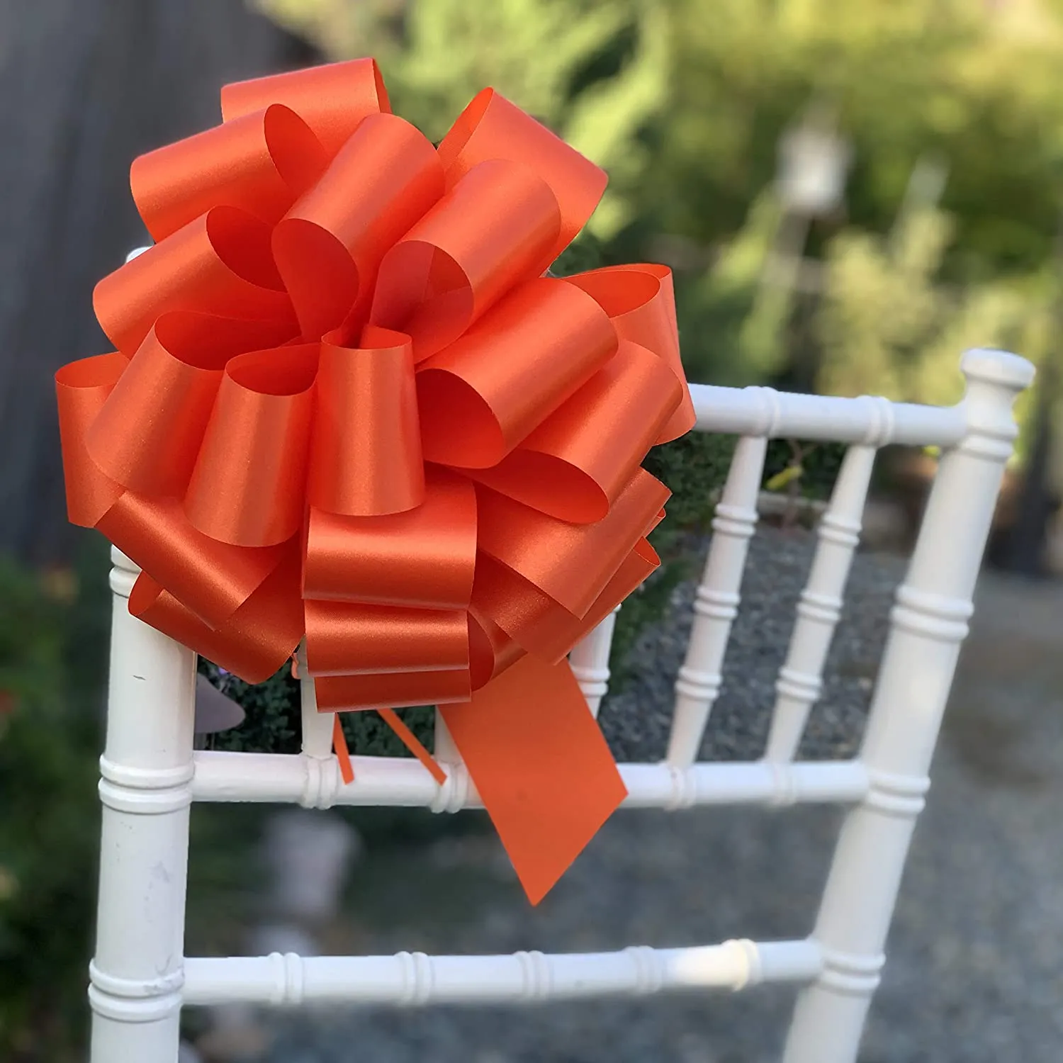 Large Orange Ribbon Wedding Bows - 9" Wide, Set of 6