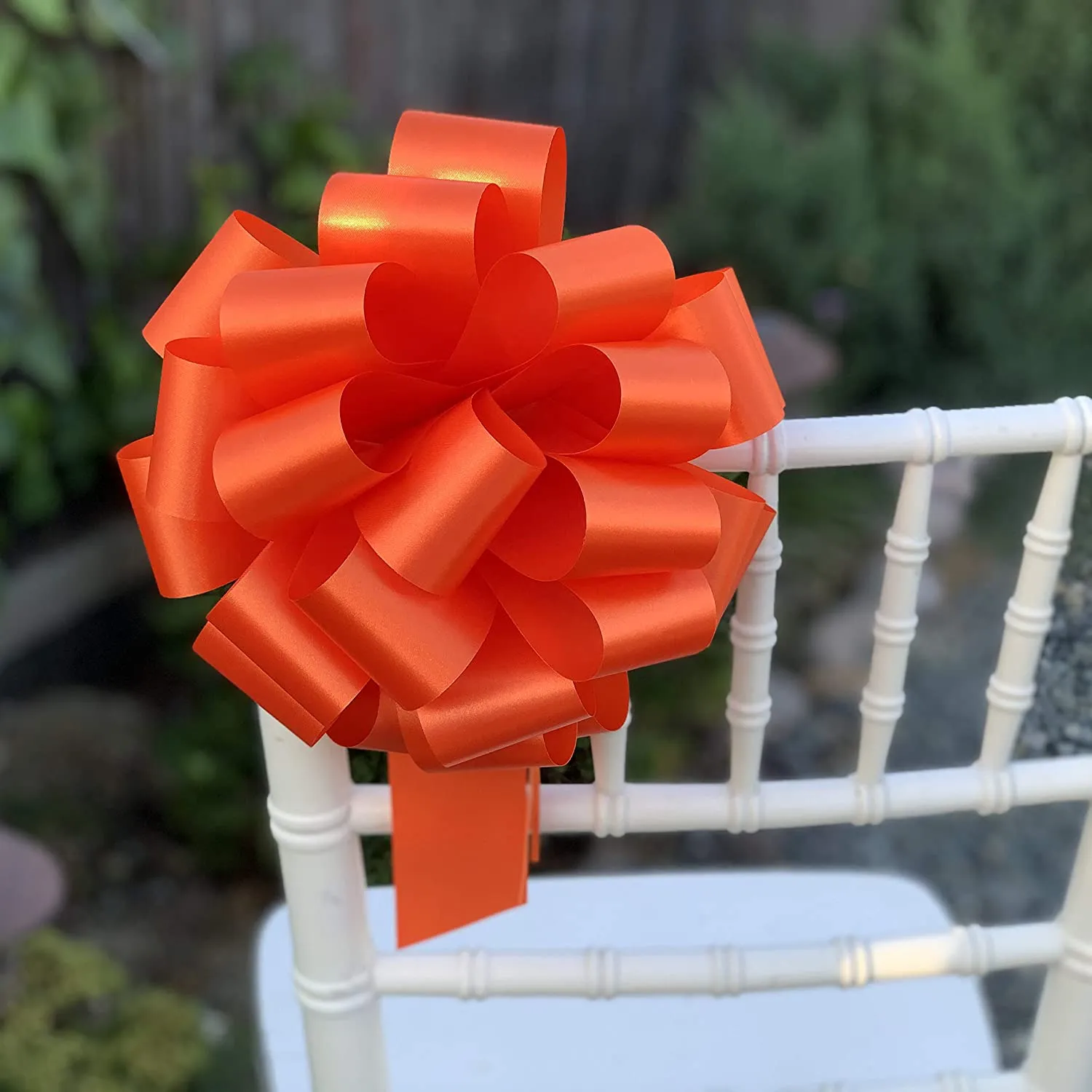 Large Orange Ribbon Wedding Bows - 9" Wide, Set of 6