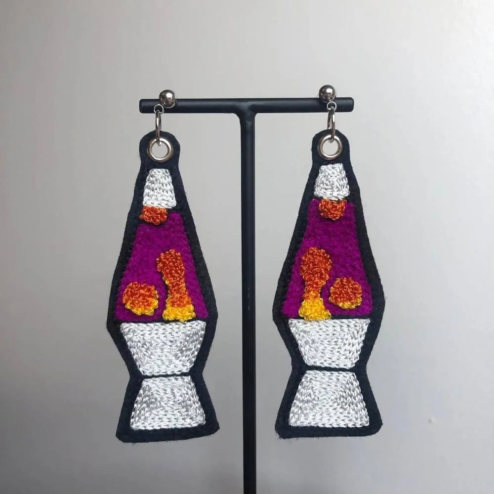 Lava Lamp Embroidered Earrings