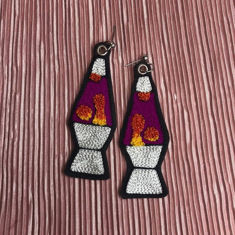 Lava Lamp Embroidered Earrings