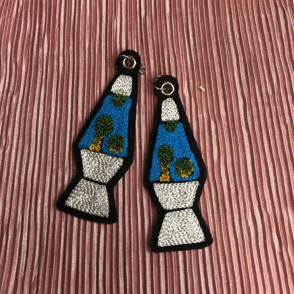 Lava Lamp Embroidered Earrings