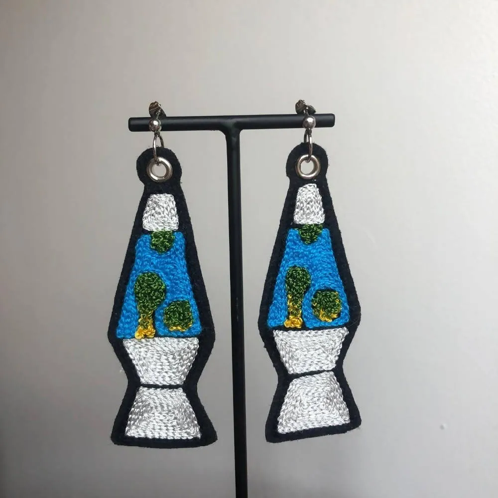 Lava Lamp Embroidered Earrings