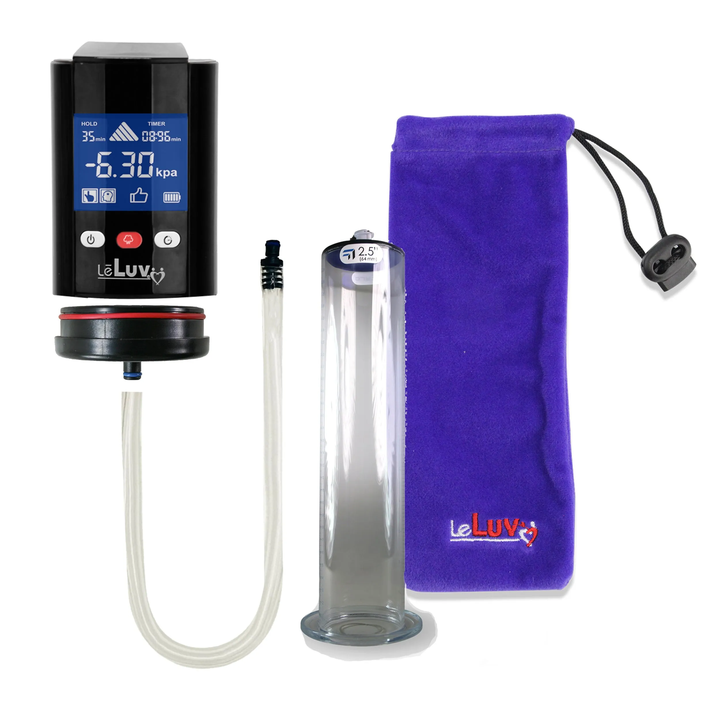 LeLuv Premium iPump Smart LCD Head Penis Pump Untapered Seamless Wide Flange Cylinder