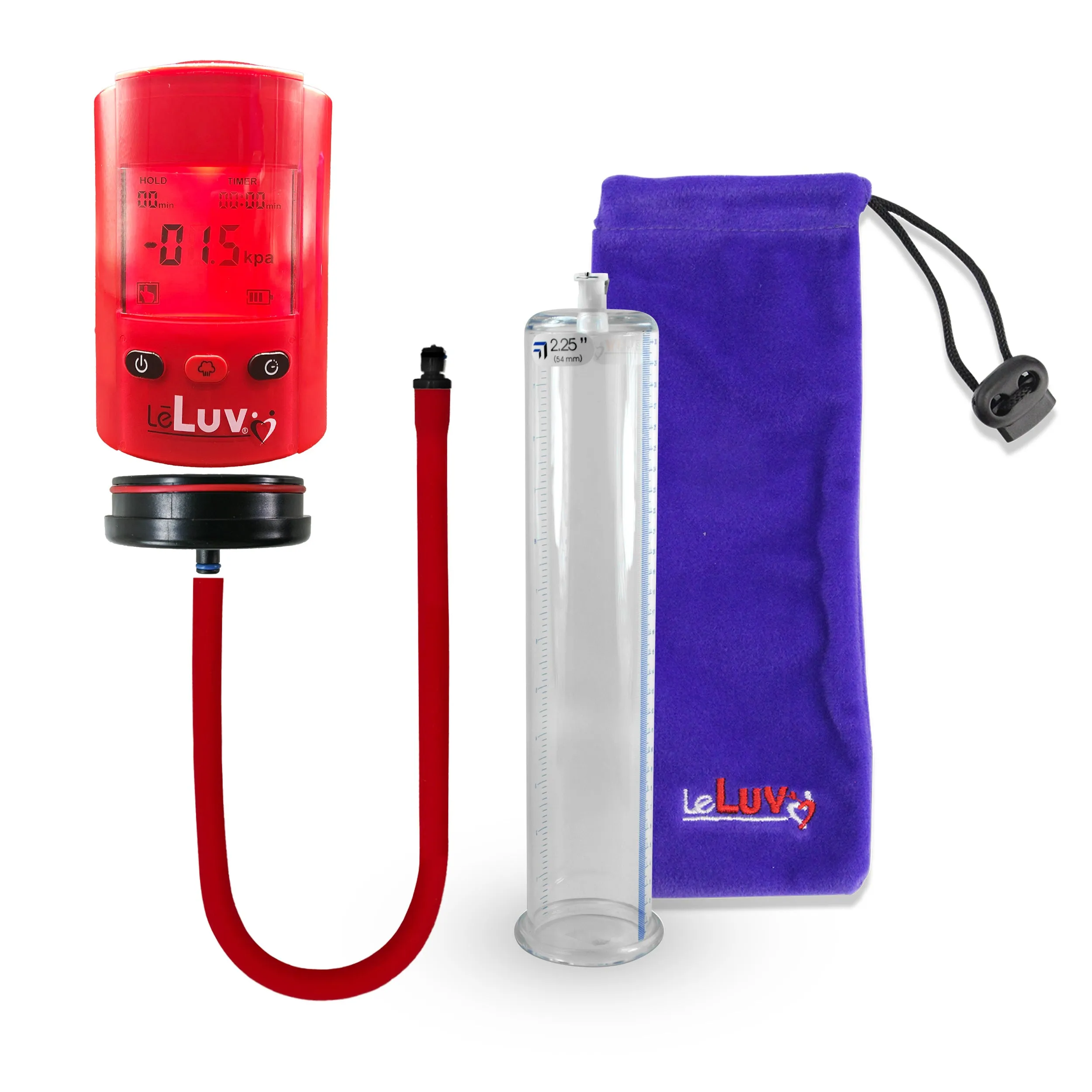 LeLuv Premium iPump Smart LCD Head Penis Pump with Untapered Seamless Cylinder Pick Size 1.35-5.00"