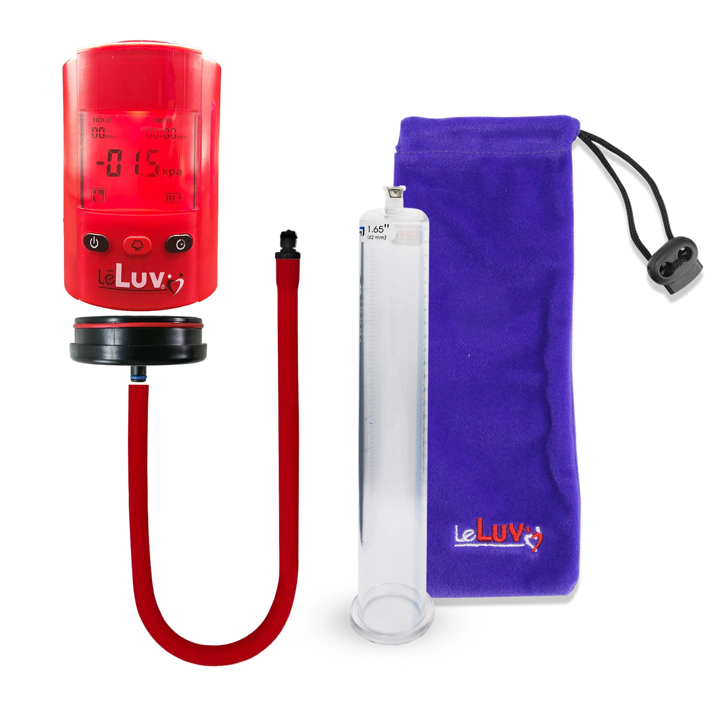 LeLuv Premium iPump Smart LCD Head Penis Pump with Untapered Seamless Cylinder Pick Size 1.35-5.00"