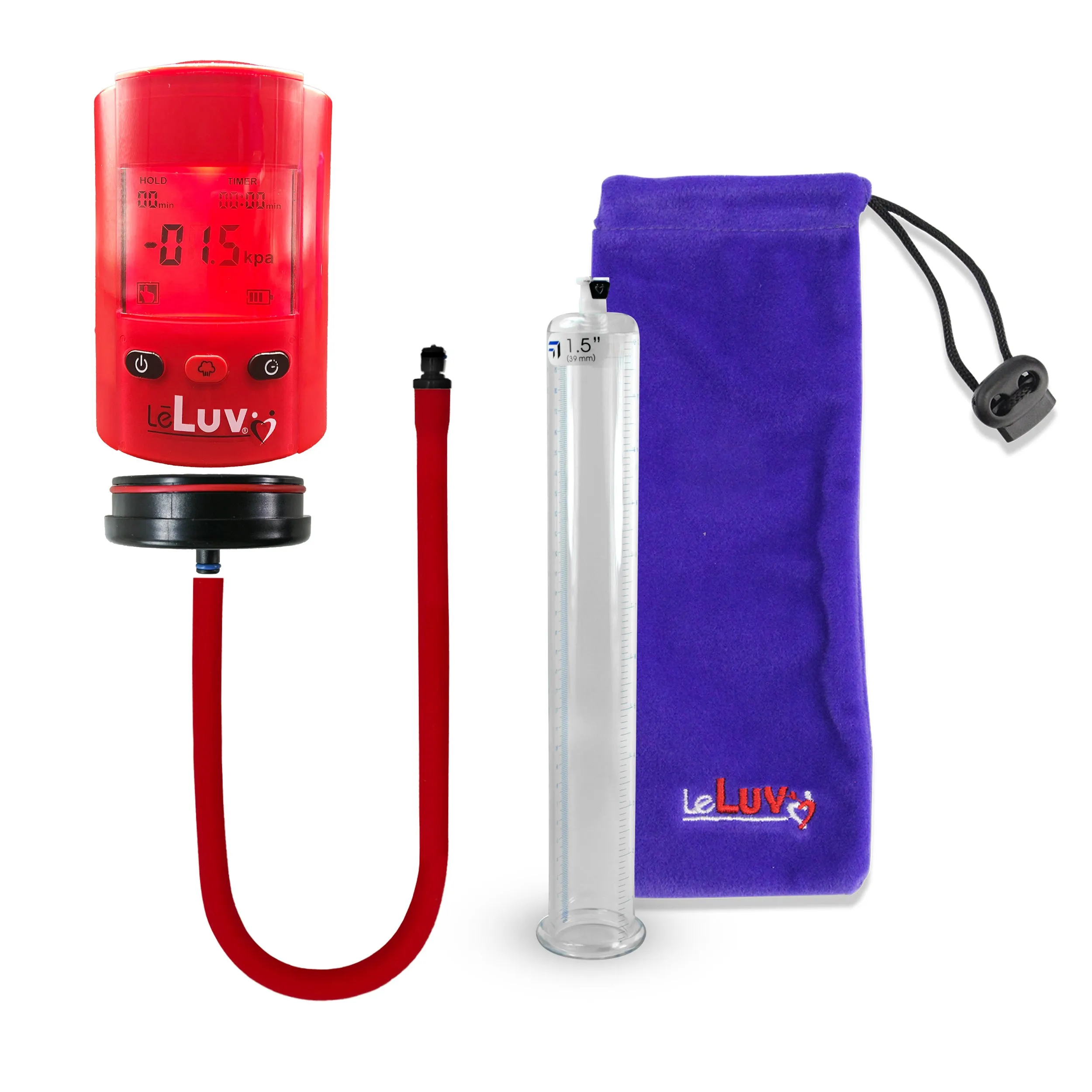 LeLuv Premium iPump Smart LCD Head Penis Pump with Untapered Seamless Cylinder Pick Size 1.35-5.00"