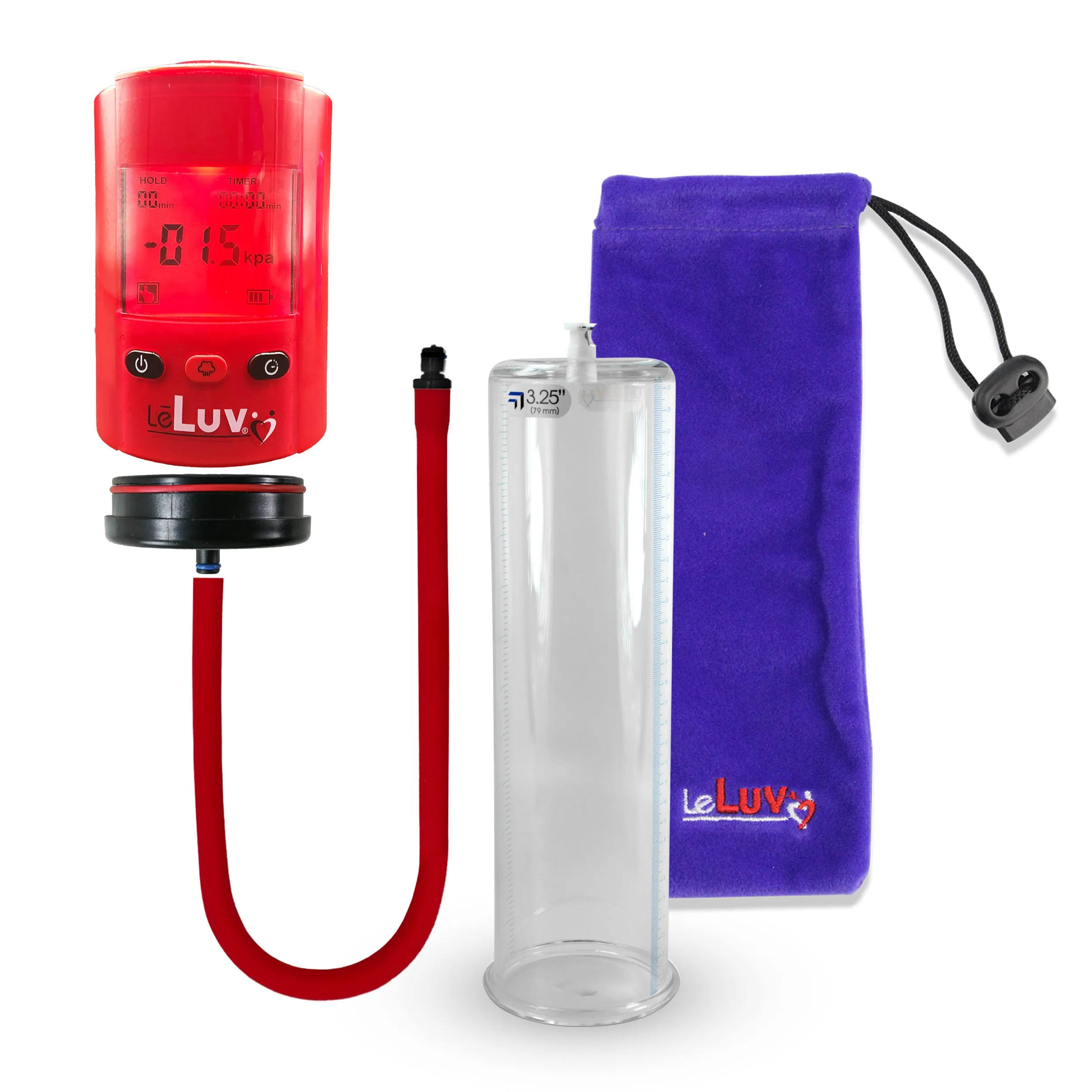 LeLuv Premium iPump Smart LCD Head Penis Pump with Untapered Seamless Cylinder Pick Size 1.35-5.00"