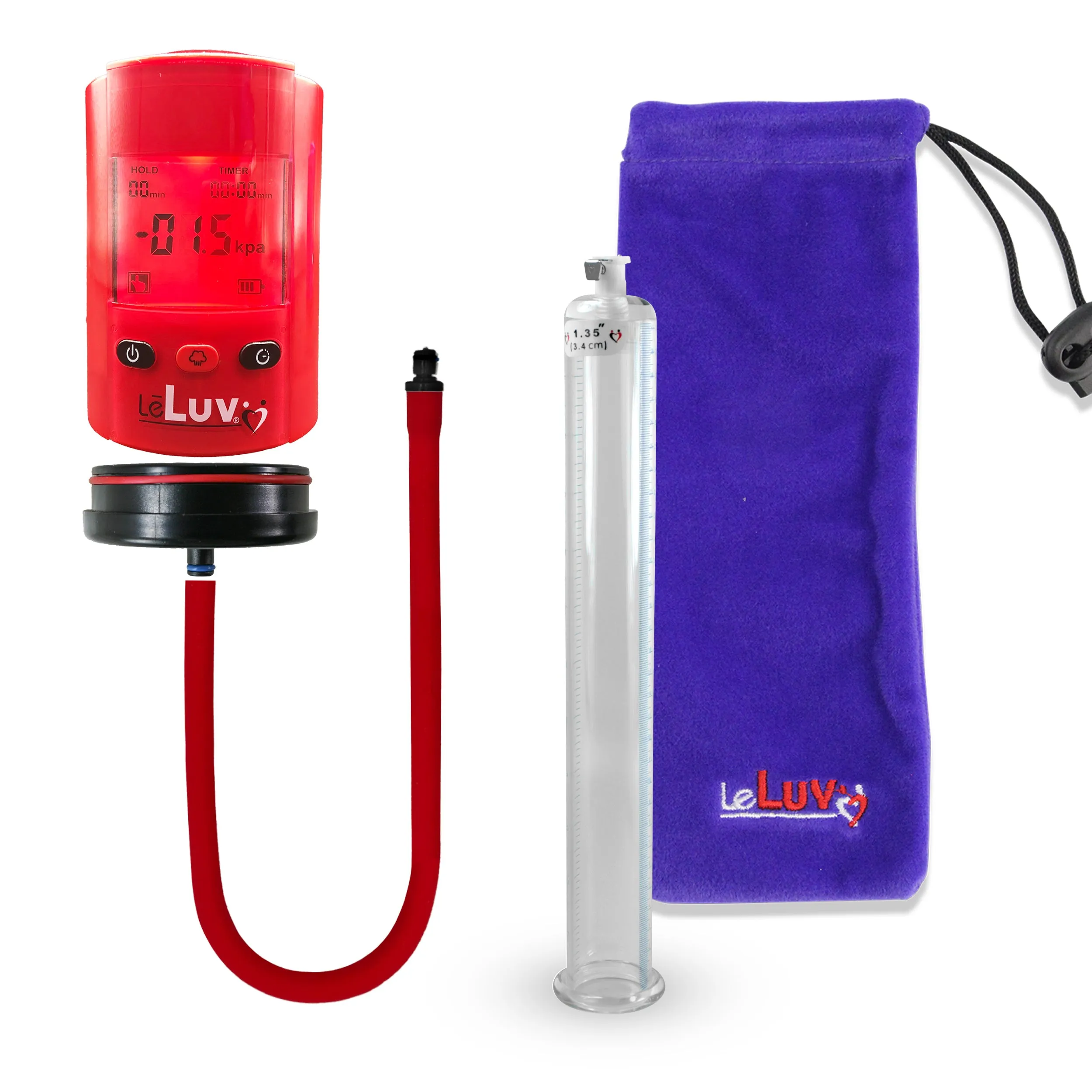 LeLuv Premium iPump Smart LCD Penis Pump | 12 Inch Length x 1.35-5.00 inch  Untapered Cylinder