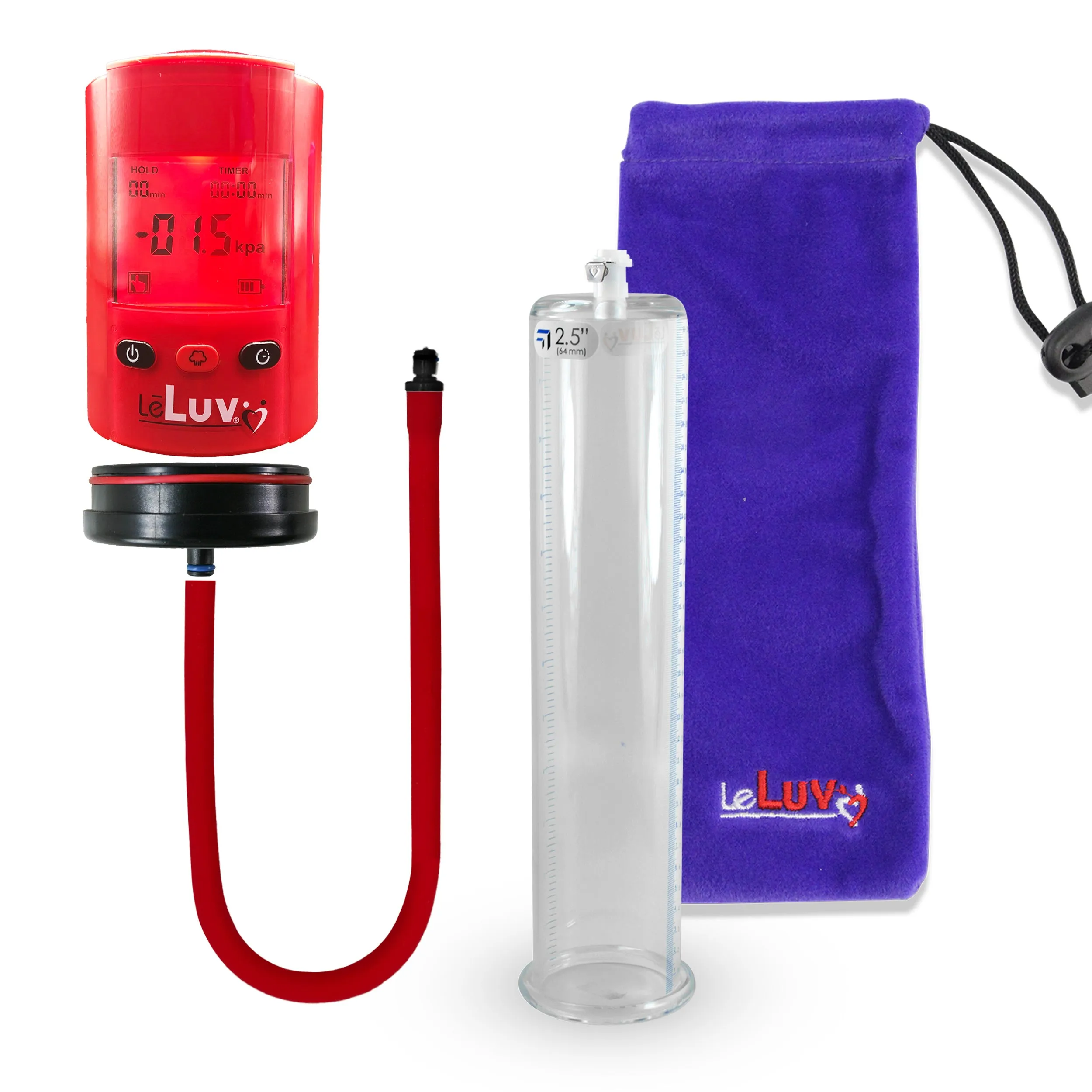 LeLuv Premium iPump Smart LCD Penis Pump | 12 Inch Length x 1.35-5.00 inch  Untapered Cylinder