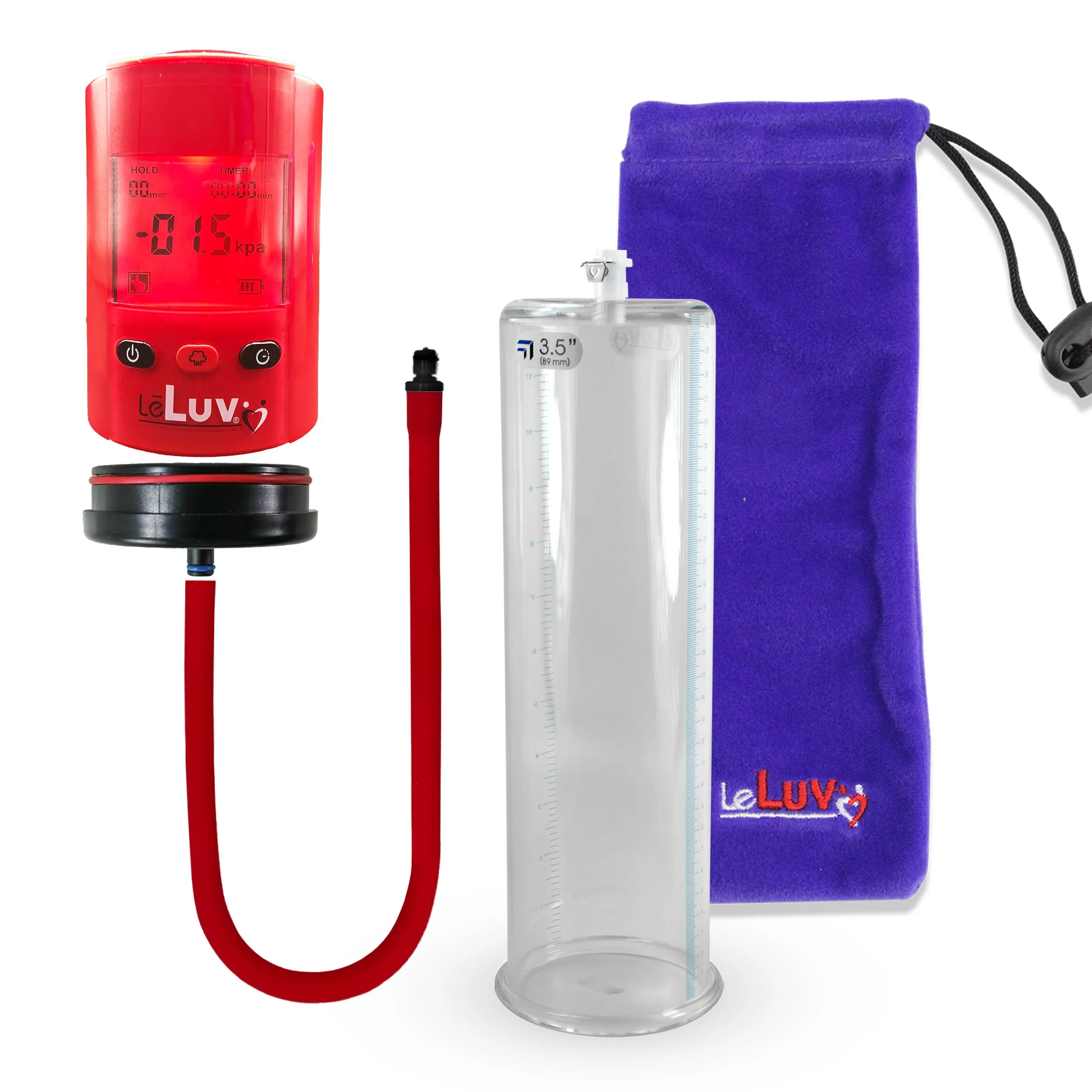 LeLuv Premium iPump Smart LCD Penis Pump | 12 Inch Length x 1.35-5.00 inch  Untapered Cylinder