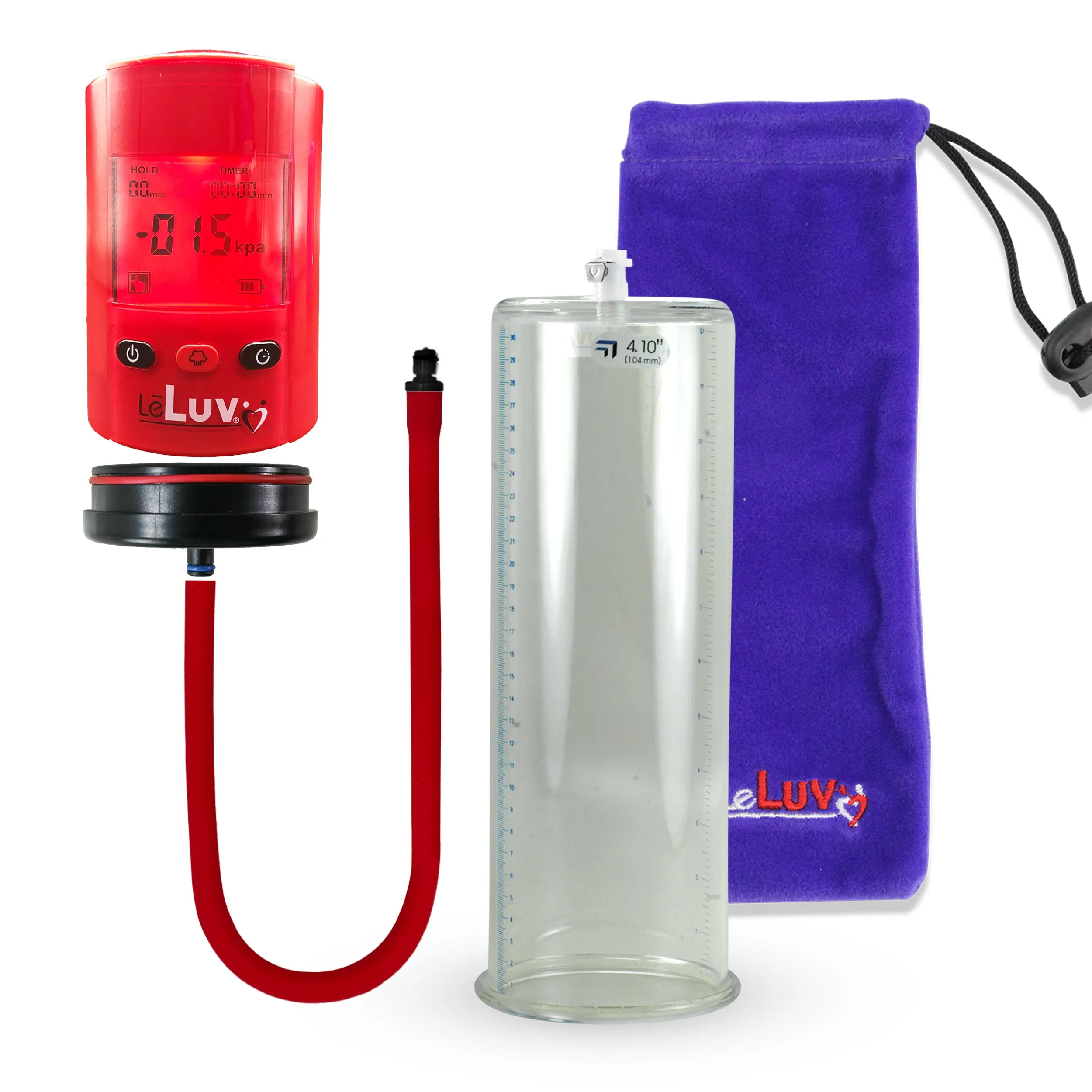 LeLuv Premium iPump Smart LCD Penis Pump | 12 Inch Length x 1.35-5.00 inch  Untapered Cylinder