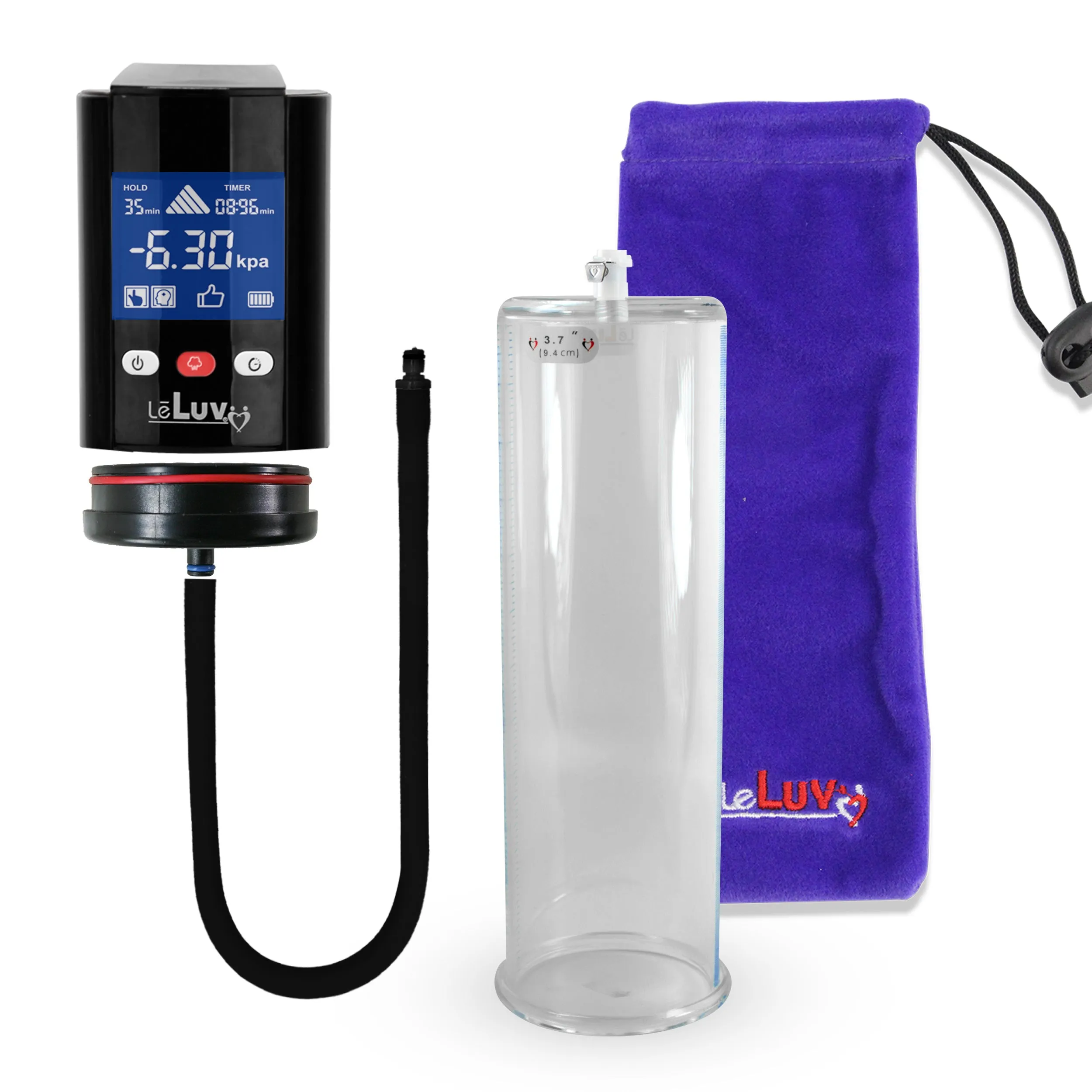 LeLuv Premium iPump Smart LCD Penis Pump | 12 Inch Length x 1.35-5.00 inch  Untapered Cylinder