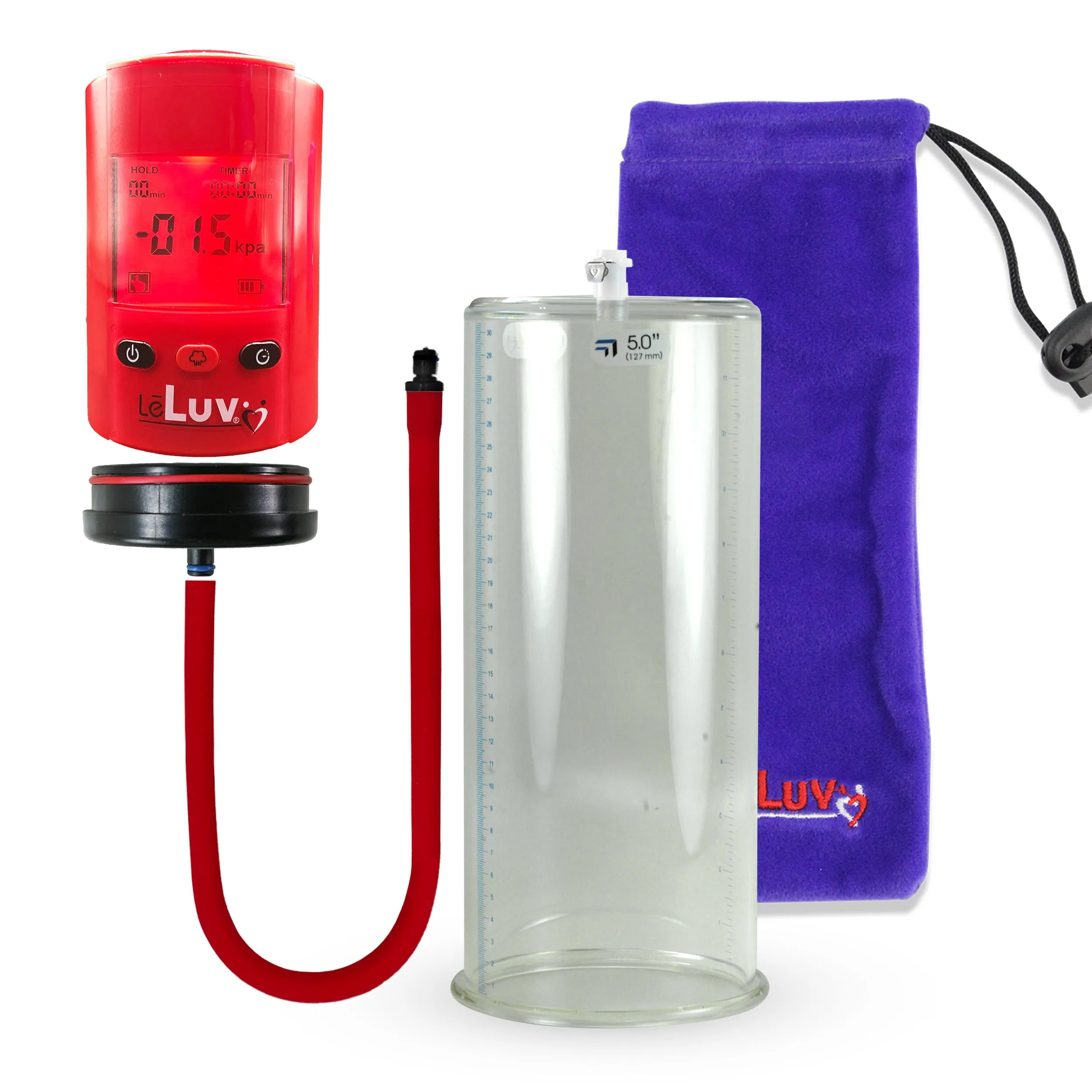 LeLuv Premium iPump Smart LCD Penis Pump | 12 Inch Length x 1.35-5.00 inch  Untapered Cylinder