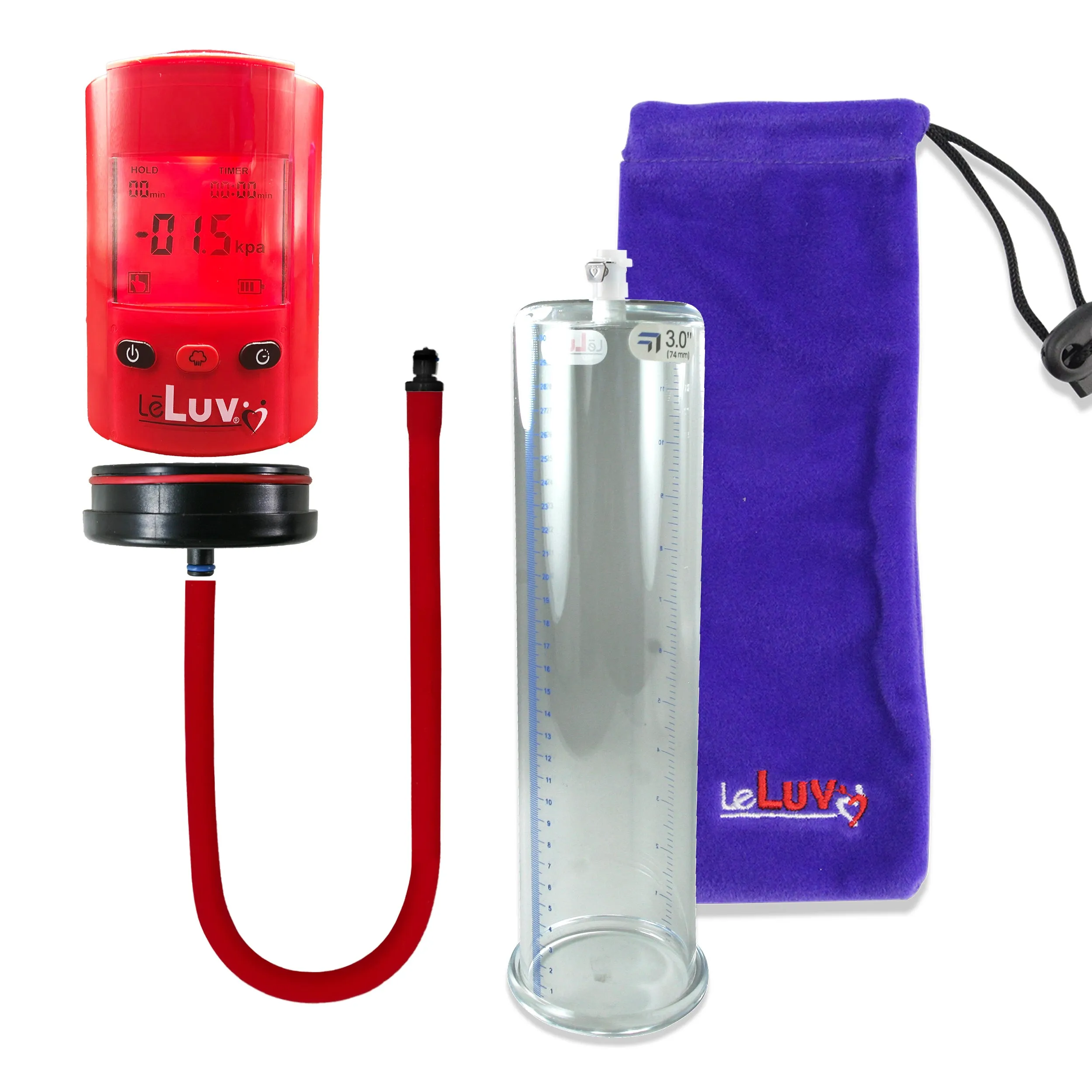 LeLuv Premium iPump Smart LCD Penis Pump | 12 Inch Length x 1.35-5.00 inch  Untapered Cylinder