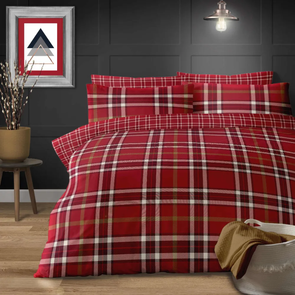 Lewis's Farham Brushed Cotton Duvet Set - Red