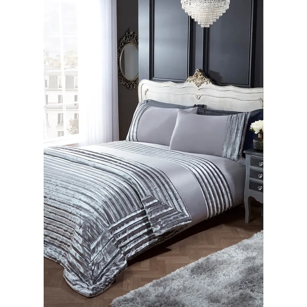 Lewis's Krista Faux Fur Detail Duvet Cover Set - Silver